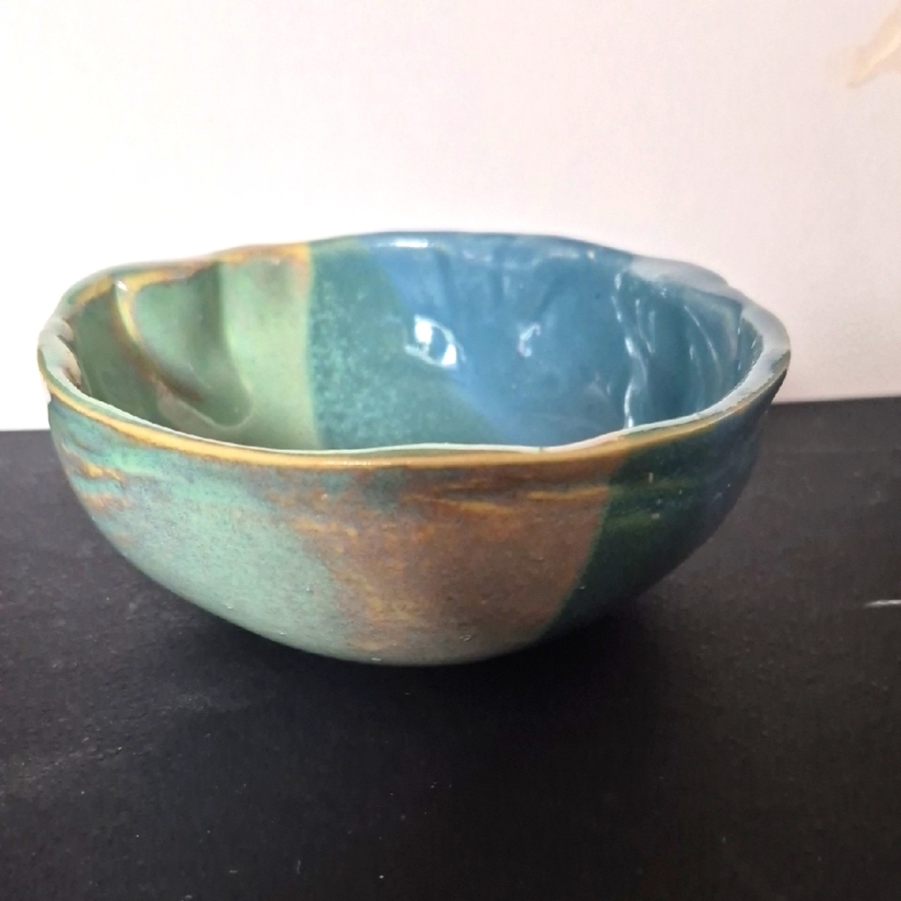 Handcrafted Ceramic Bowl - Blue and Green